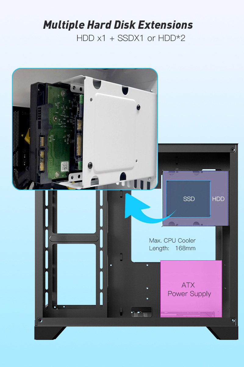 DIYPC DIY-CUBE10-Wood Black USB3.0 /Type C ATX Mid Tower Gaming